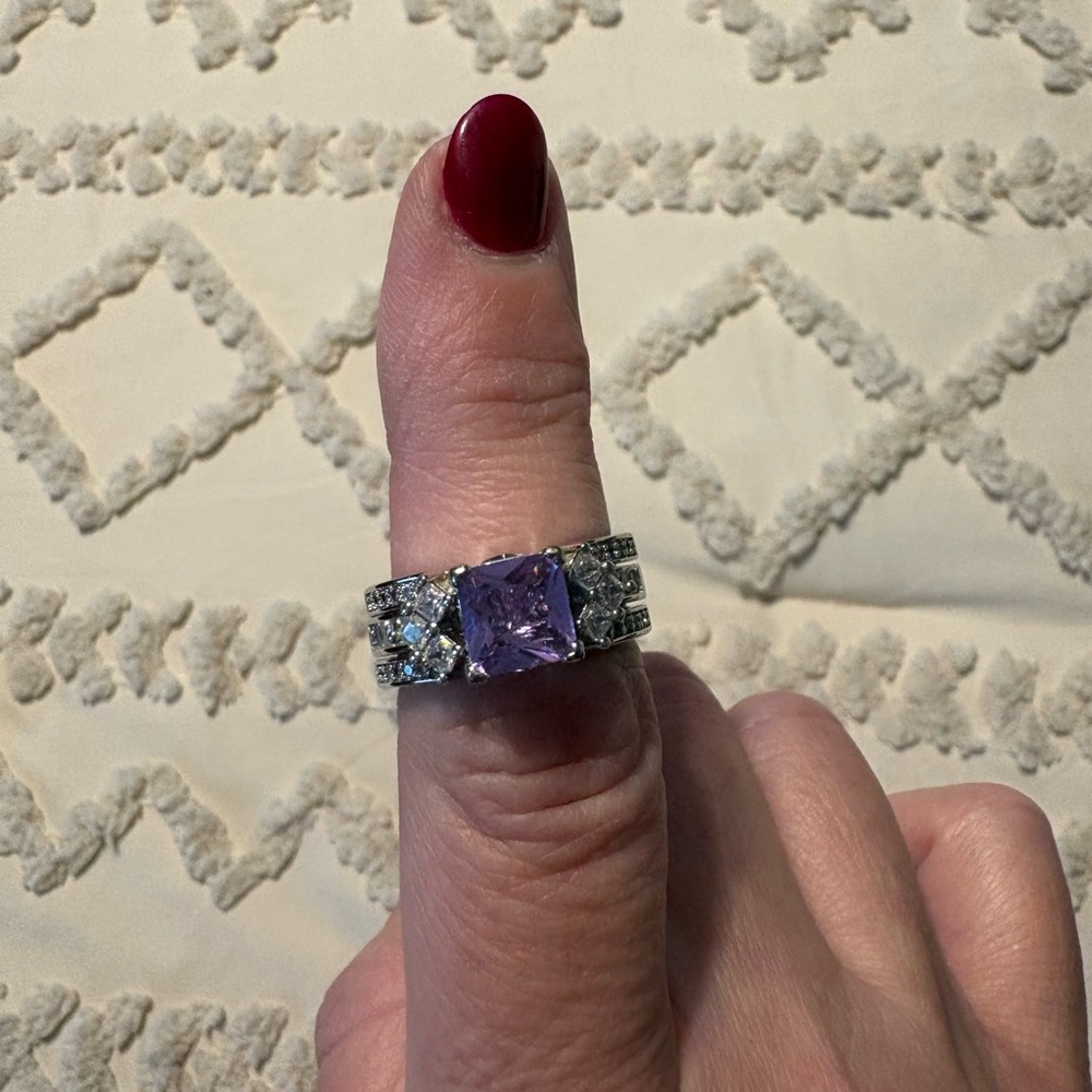 Stunning Purple Stone Silver Ring